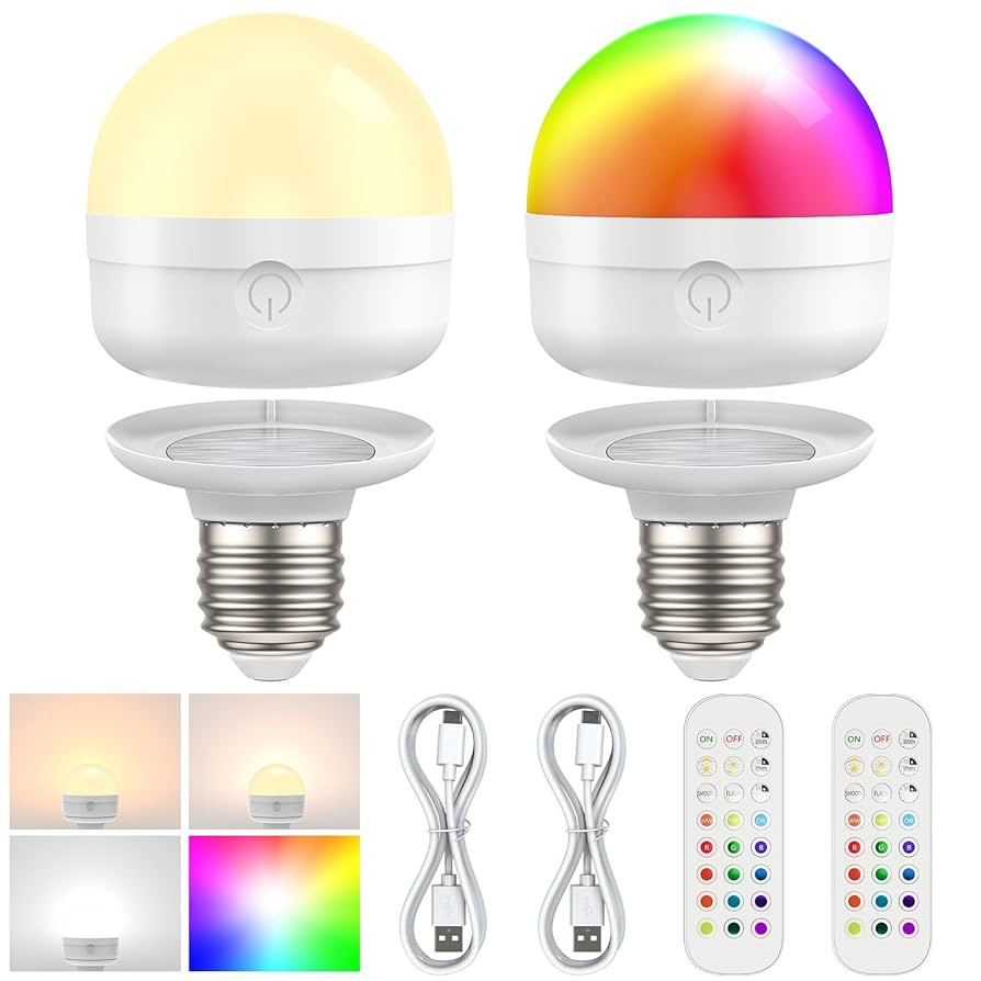 LGMCF Wiederaufladbare Glühbirne mit Fernbedienung, E27 Dimmbare RGB Farben LED Glühbirne mit B... | Amazon (DE)