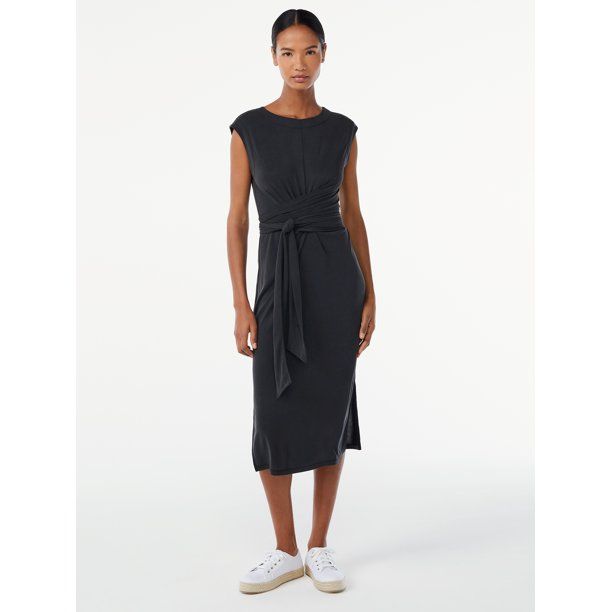 Scoop Women's Wrap Midi Dress - Walmart.com | Walmart (US)