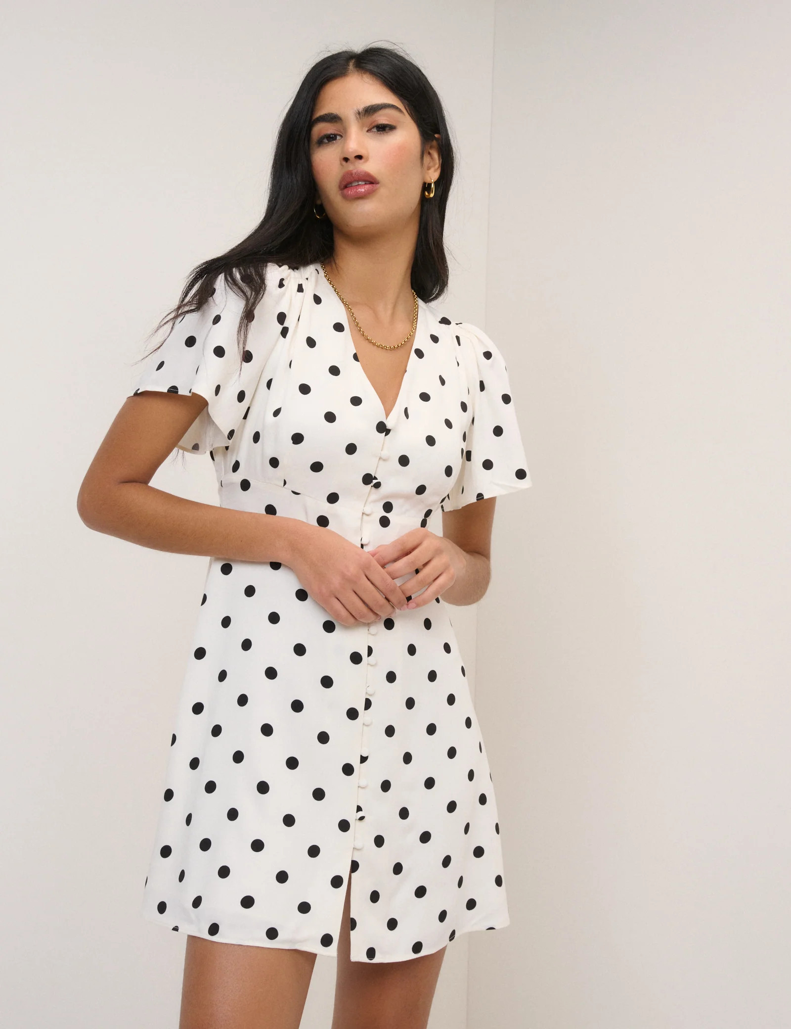 White Polka Dot Andie Mini Dress | Nobody's Child