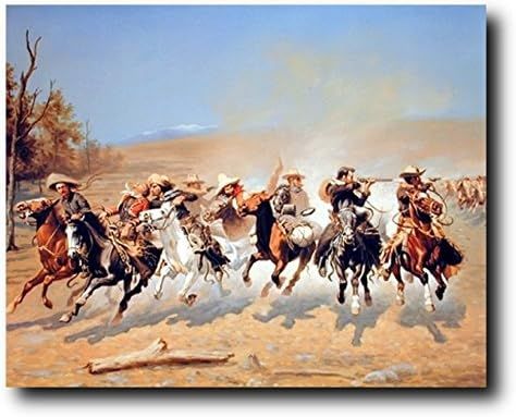 Western Wall Decor A Dash for the Timber Cowboy Shoot Out Southwest Art Print Poster (16x20) | Amazon (US)