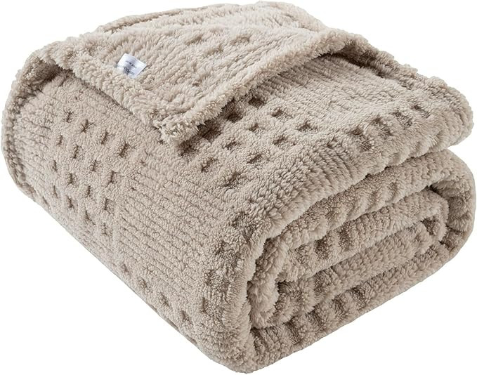 Waffle Brown Throw Blanket -Fluffy Fleece, Neutral Tan Color, Cute & Aesthetic, Perfect for Sofa,... | Amazon (US)