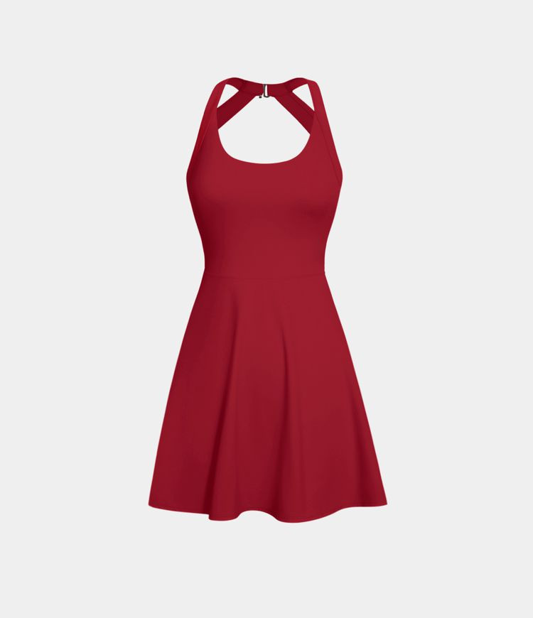 Women’s Backless Cut Out Twisted Side Pocket 2-in-1 Exercise Dress-Easy Peezy - HALARA | HALARA
