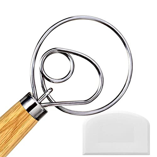 Danish Dough Whisk, Dutch Style Bread Whisk For Sourdough Cooking Kitchen with Stainless Steel Danish Sourdough Whisks Bread Mixer 13" and Dough Scraper | Amazon (US)