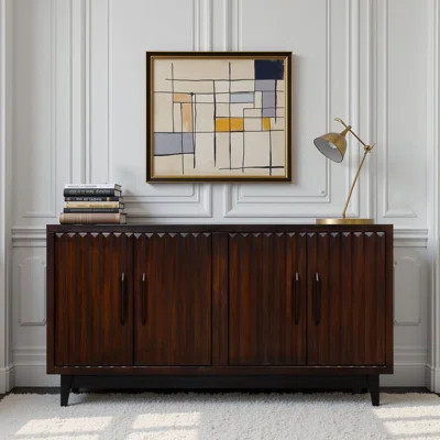 Poularies Solid Wood 64 inch Four Door Sideboard/Cabinet, No Assembly Required | Wayfair North America