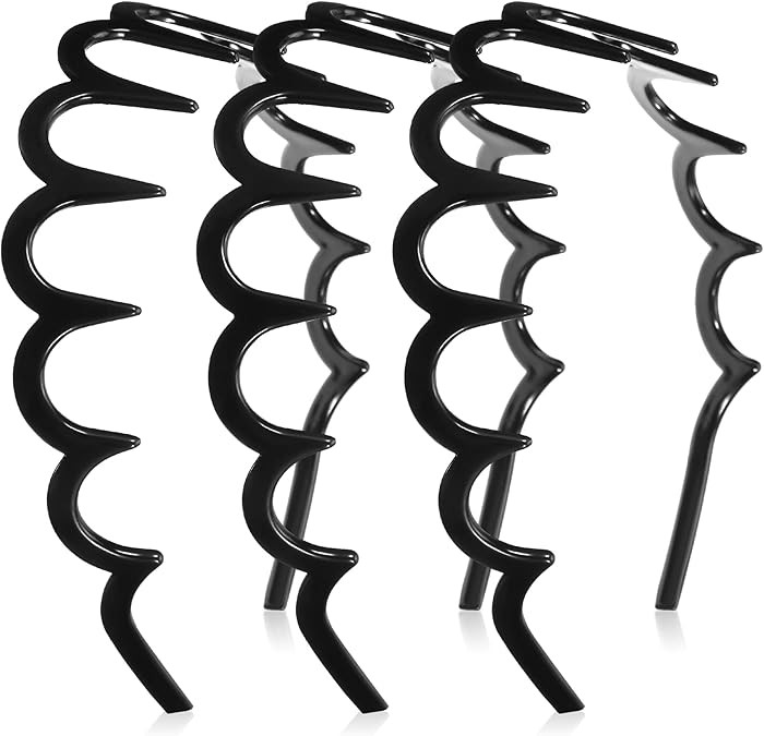 Yeshone 3 Pack Shark Tooth Headbands Comb Plastic Hoop U Shaped Shark Tooth Hair Bands Black Zag ... | Amazon (US)