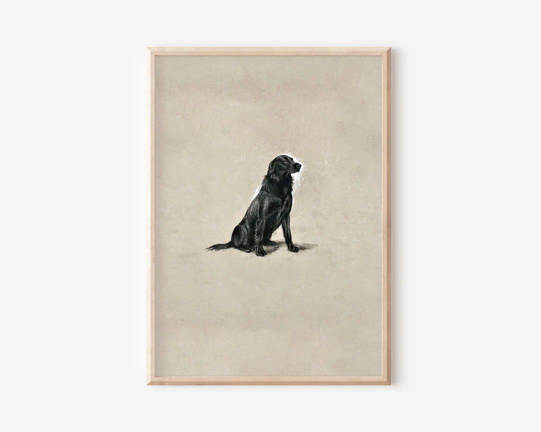 Black Labrador Dog Wall Art Print | Vintage Dog Painting Downloadable Print | Antique Dog Portrai... | Etsy (US)