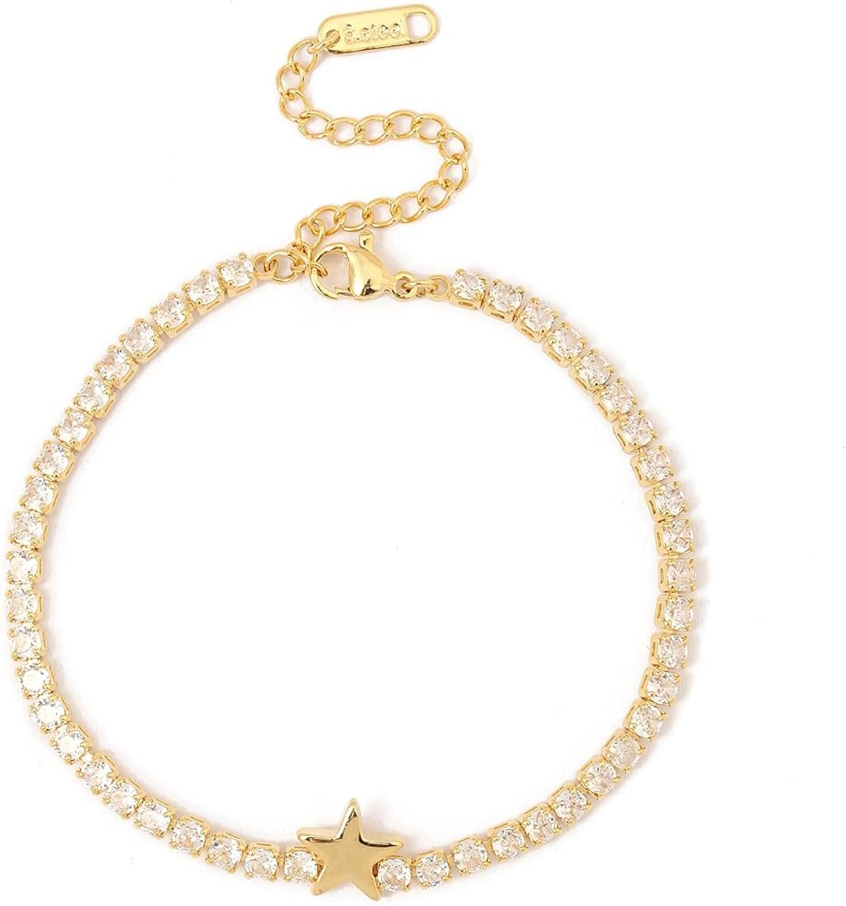 Gold Charm Bracelet for Women 14k Gold Plated Dainty Gold Bracelet for Women Chain Link Bracelet ... | Amazon (US)