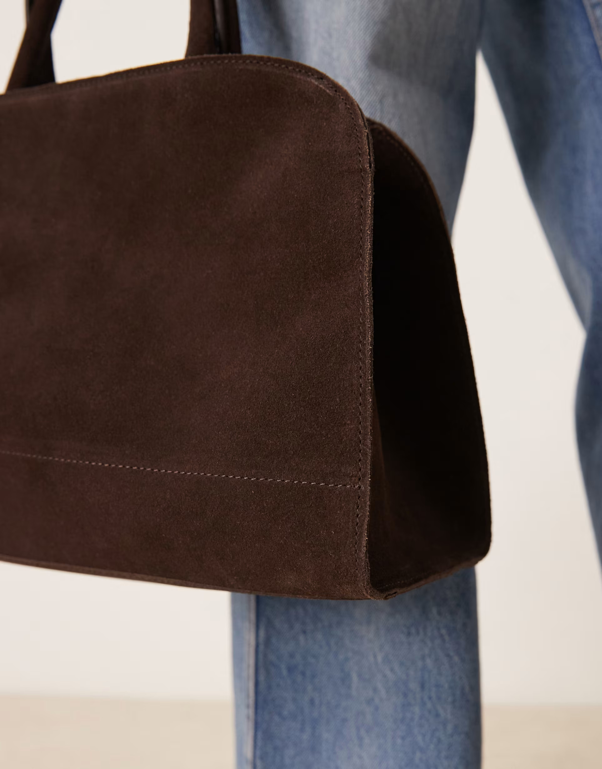 ASOS DESIGN suede bowler tote bag in chocolate | ASOS (Global)