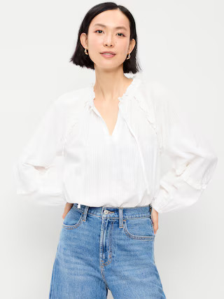 Long-Sleeve Ruffled Popover Top | Old Navy (US)