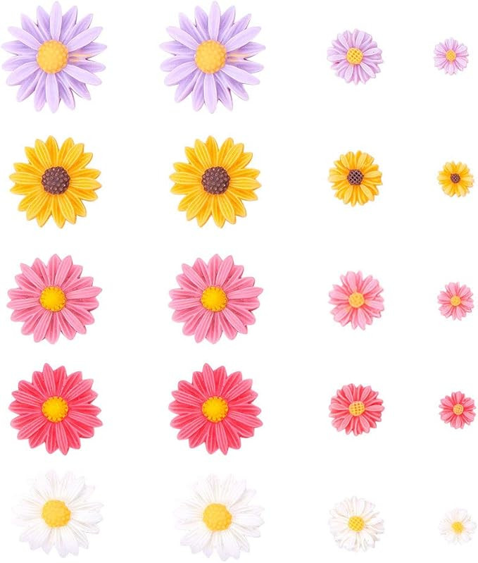 PH PandaHall 75pcs 5 Colors Flower Daisy Cabochons Flower Slime Charms Resin Flatback Cabochons H... | Amazon (US)