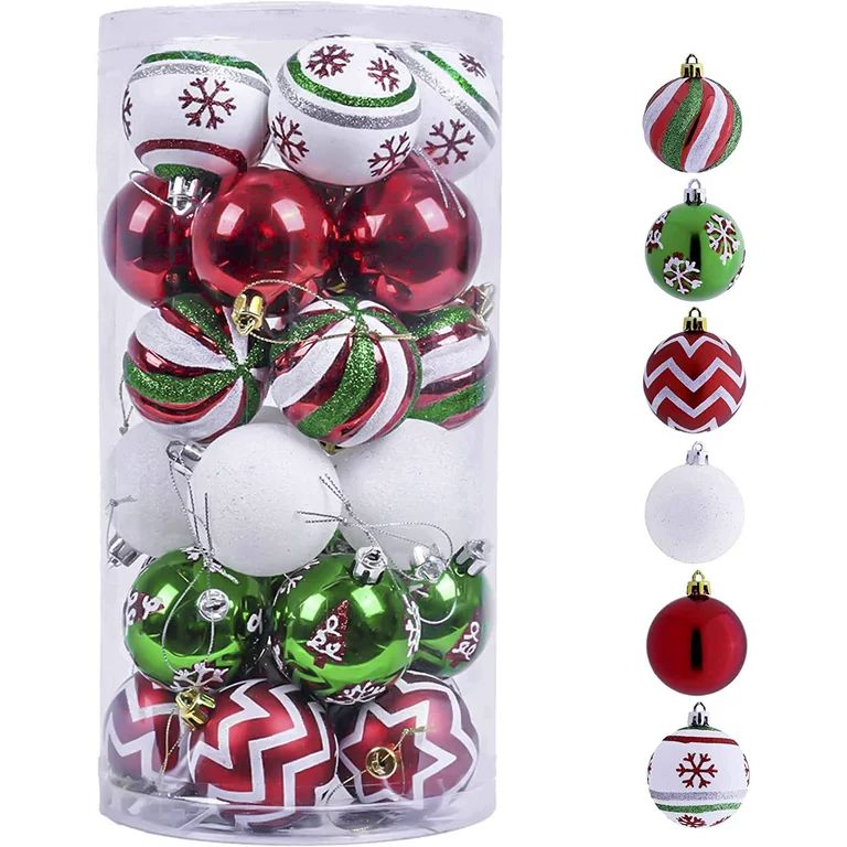Valery Madelyn 30ct 2.36 inches Classic Collection Splendor Red Green White Christmas Ball Orname... | Walmart (US)