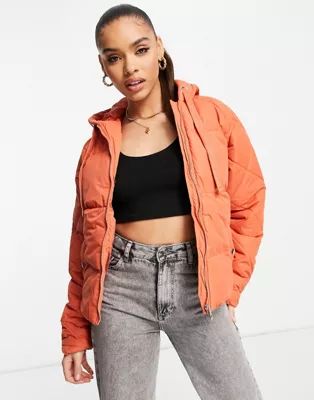 Threadbare Papaya quilted arm puffer jacket in ginger spice | ASOS (Global)