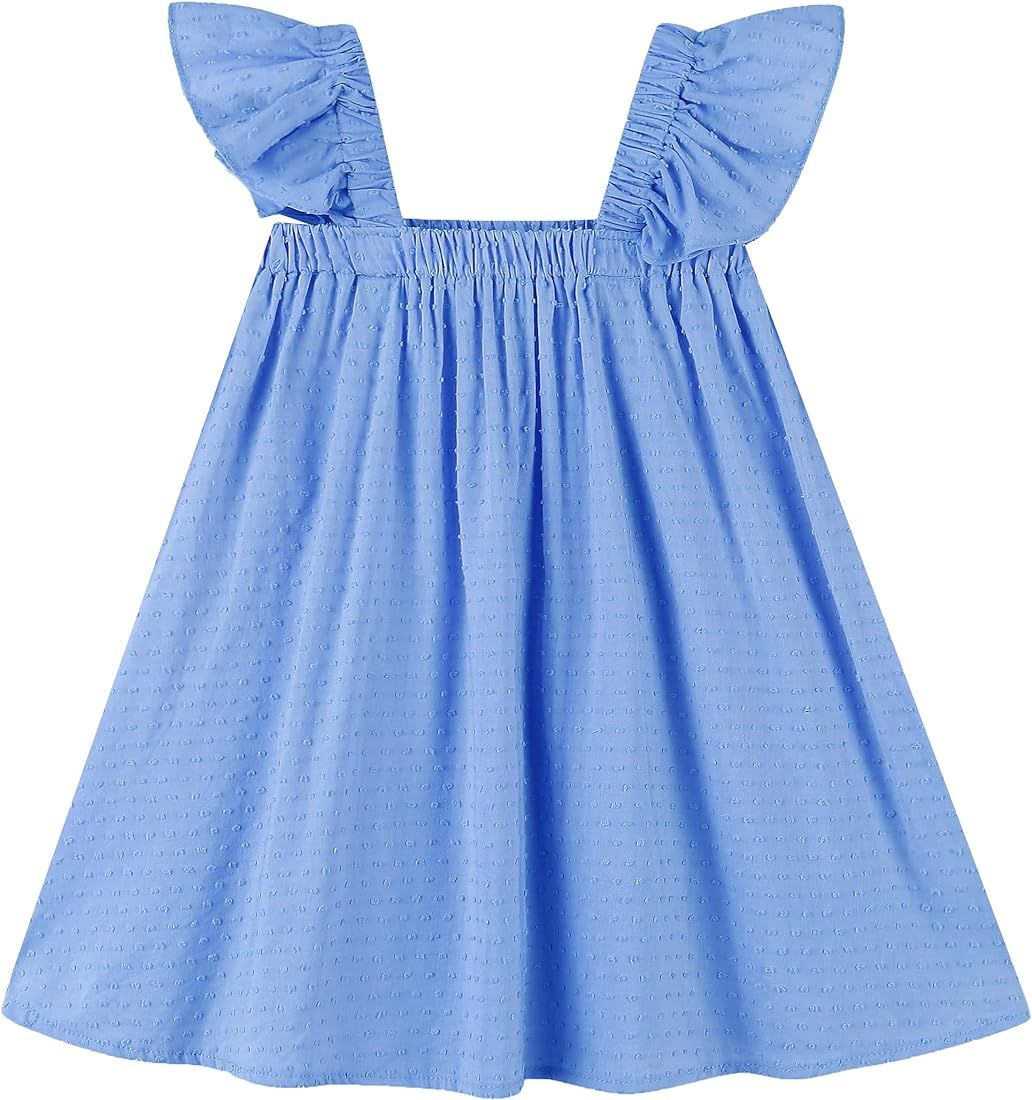 LNKXRTY Baby Girls Cotton Dress Sleeveless Swiss Dot Dress Ruffle Sleeve Toddler Tie Back Dress K... | Amazon (US)