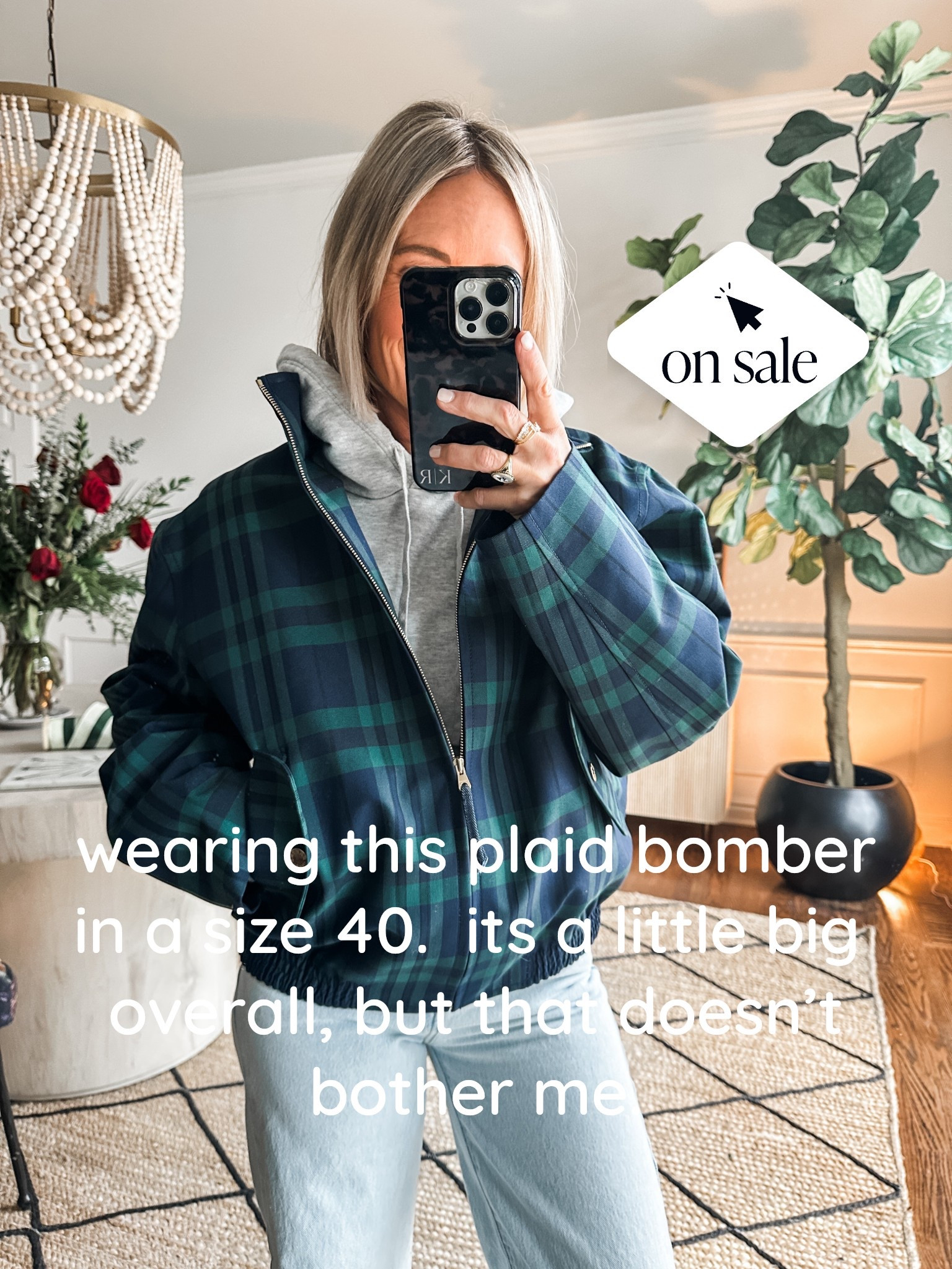plaid bomber on sale 
in a size 40 (it’s a little big overall) 


#LTKSaleAlert #LTKOver40 #LTKgrwm