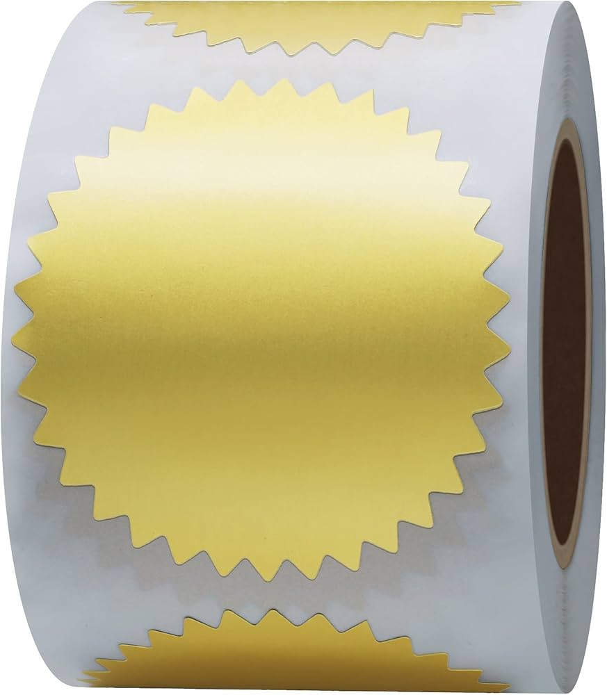 Hybsk 300pcs Notary Seals 2 inch Embossing Stickers Gold Metallic Certificate Sealing Labels with... | Amazon (US)