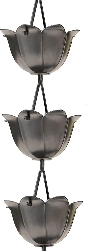 Monarch Rain Chains Aluminum Large Lotus Rain Chain, 8.5 ft Pewter Powder Coated Aluminum Decorat... | Amazon (US)