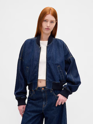 UltraSoft Denim Bomber Jacket | Gap (US)