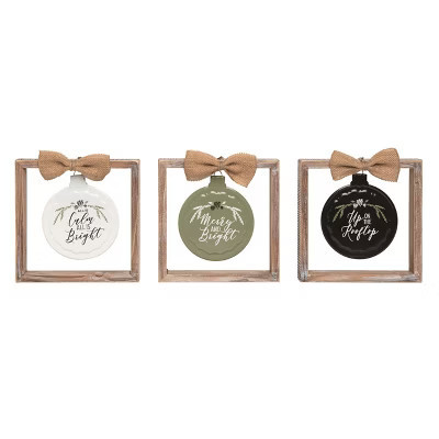 Transpac Wood and Metal Boxed Ornament Set of 3 Christmas Tree Decorations for Home Holiday Decor | Target