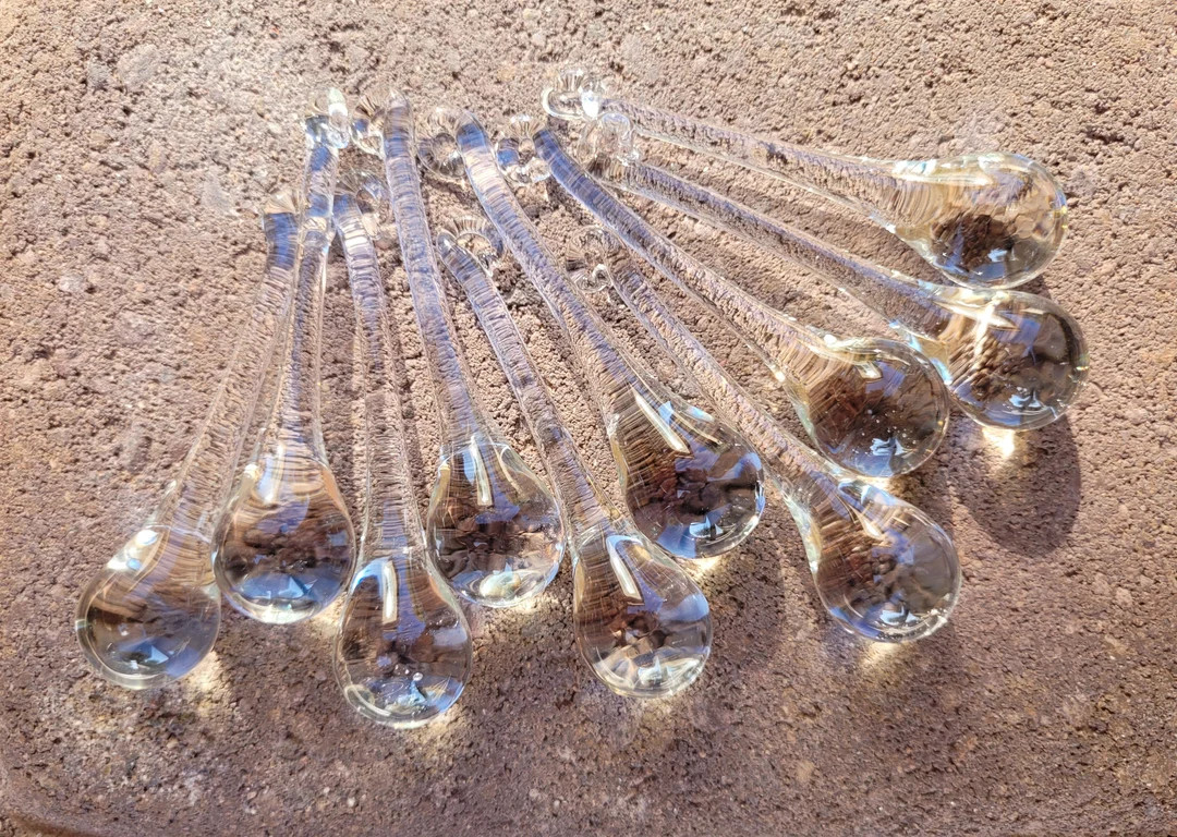 2 Sisters Artisan Glass Handmade Clear Crystal Raindrop Ornaments 3" Set of 10 | Etsy (US)