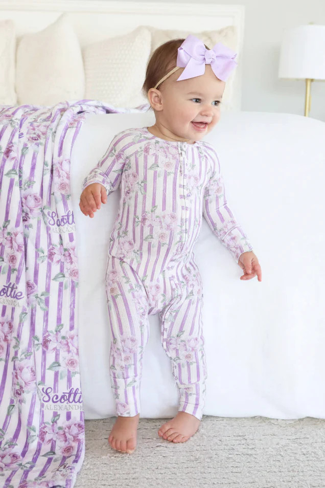 Lila's Lilacs Bamboo Waffle Convertible Zip Romper | Caden Lane