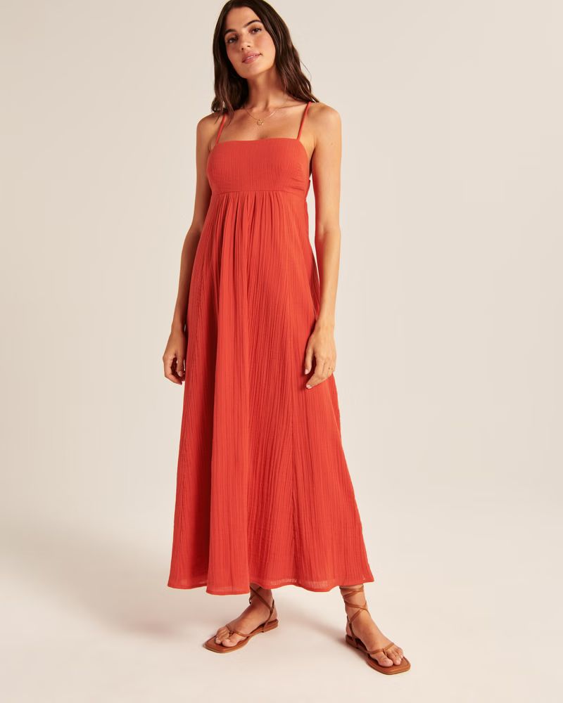 Women's Babydoll Maxi Dress | Women's Dresses & Jumpsuits | Abercrombie.com | Abercrombie & Fitch (US)