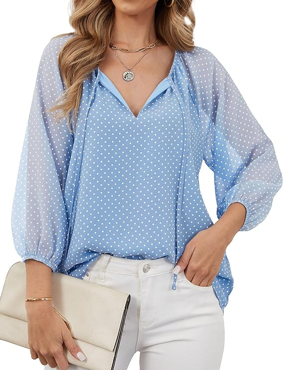 Dressy Blouses for Women Work V Neck Chiffon Business Casual Tops Elegant 2026 Spring Trendy Ladi... | Amazon (US)