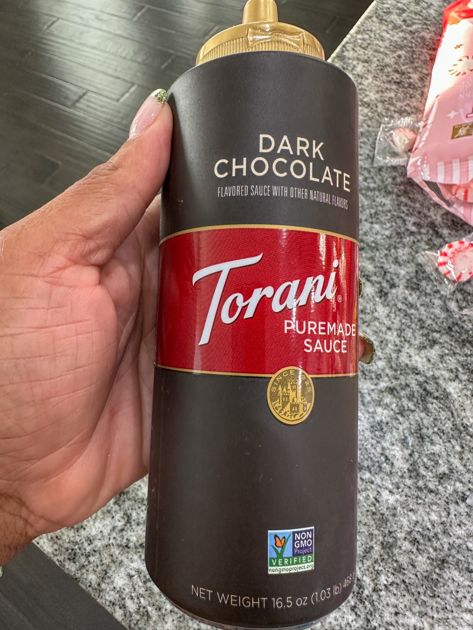 Dark Chocolate sauces are perfect for the holiday. This sauce is perfect for the rim of the glass or cups for milkshakes. #toranisauces #sauces #torani 