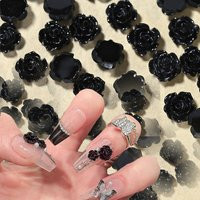 100Pcs Black Rose Nail Charm 3D Camellia Flower 6/8mm Nail Art Decoration Parts Flatback Resin Rose Flower DIY Nail Jewelry Deco | AliExpress (US)
