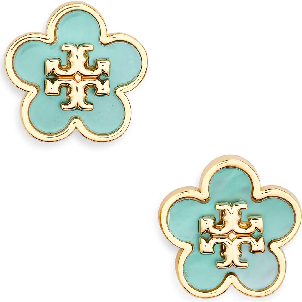 Tory Burch Forget Me Not Enamel Stud Earrings in Tory Gold /Blue at Nordstrom | Nordstrom