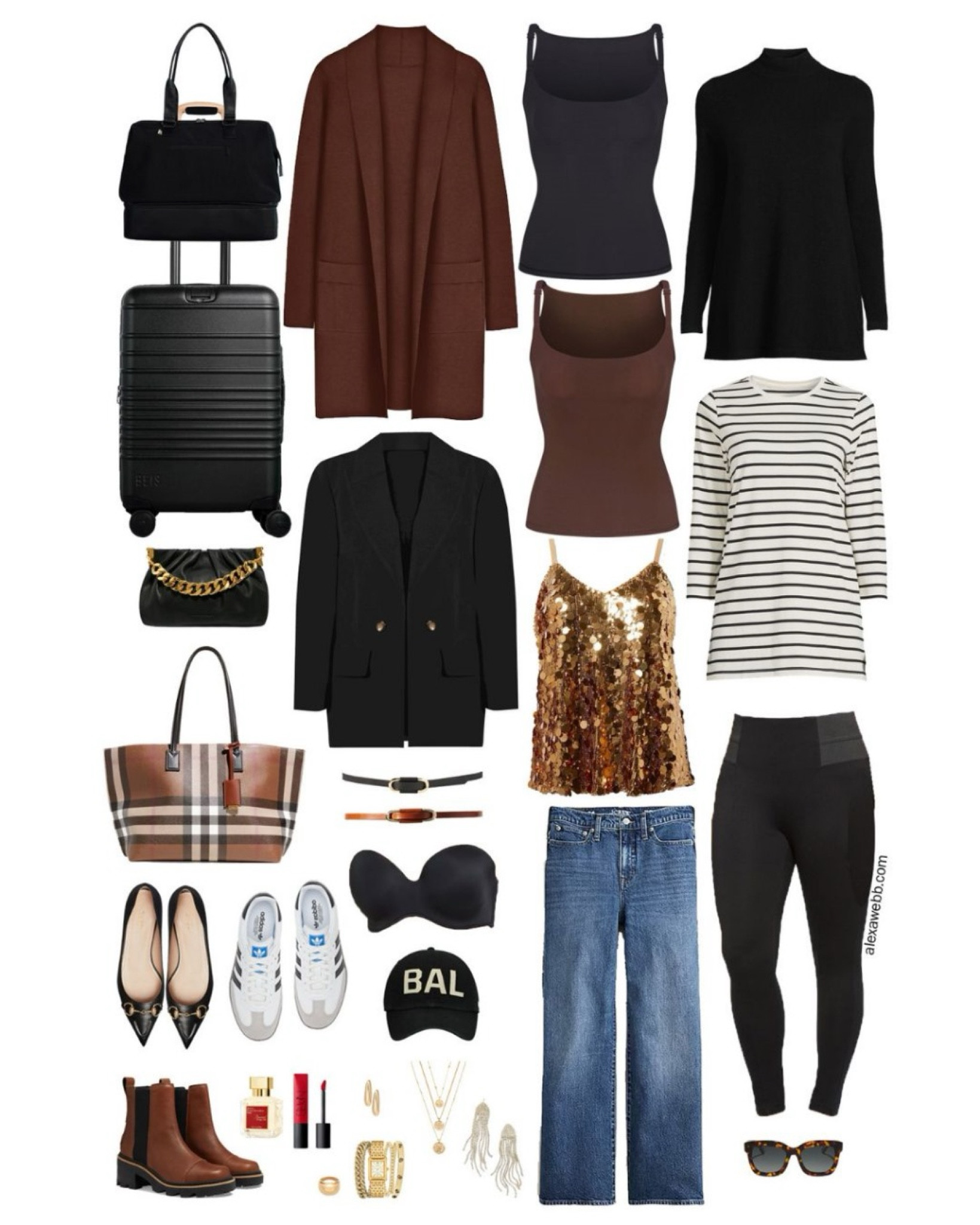 Plus Size Carry-On Travel Capsule - Winter Holidays - A plus size mini-capsule wardrobe with wintery outfit ideas for traveling this holiday season. All of these pieces should fit in a carry-on suitcase. Alexa Webb #plussize

#LTKStyleTip #LTKPlusSize #LTKTravel