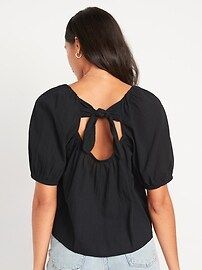 Puff-Sleeve Cutout Tie-Back Swing Blouse for Women | Old Navy (US)