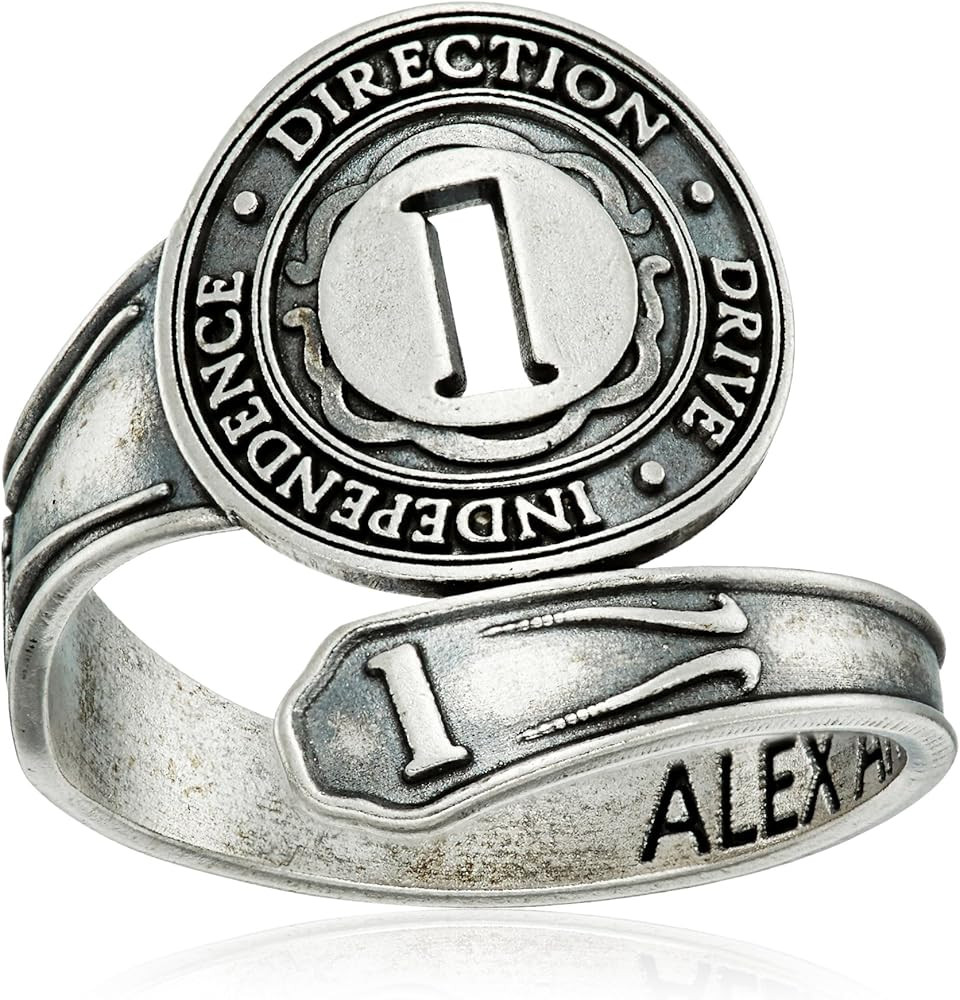 Alex and Ani "Numerology" Number, Sterling Silver Spoon Ring, Size 7-9 | Amazon (US)