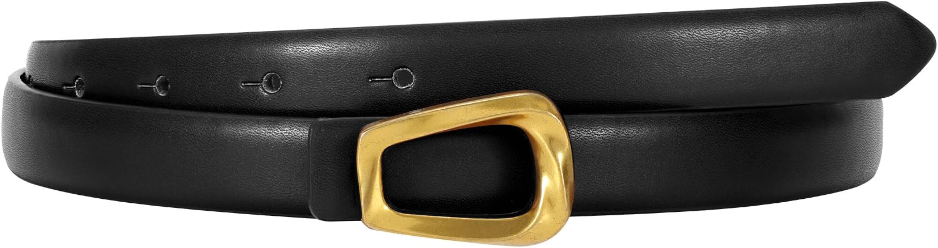 WERFORU Women’s Leather Belt with Gold Buckle Thin Belts for Women Fashion Waist Belts for Jean... | Amazon (US)