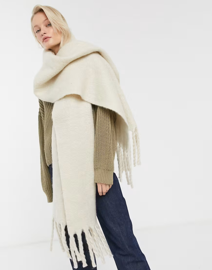 Weekday Mind oversized blanket scarf in off-white | ASOS (Global)