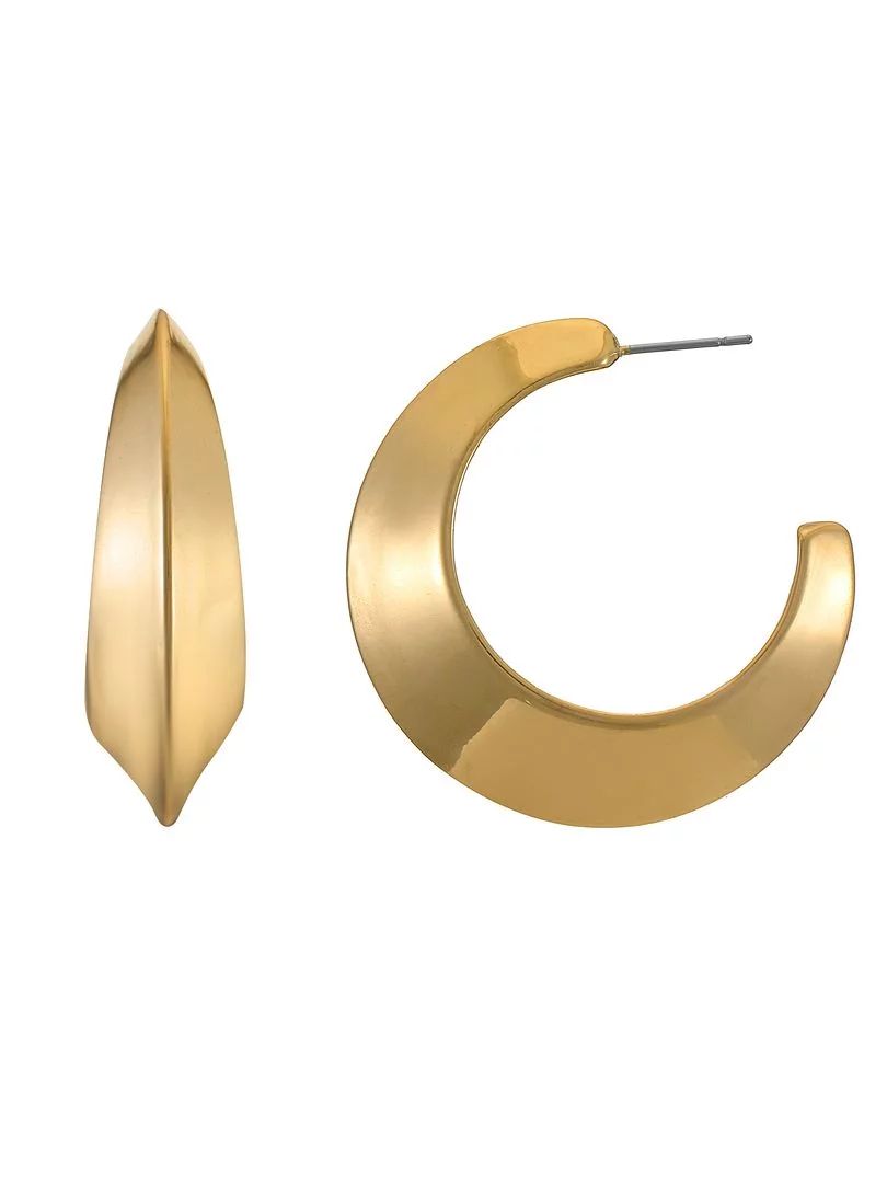 Time and Tru Women's Gold Tone Hoop Earring, 1 Pair | Walmart (US)