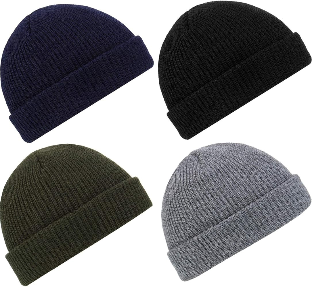 SATINIOR 4 Pieces Trawler Beanie Watch Hat Roll up Edge Skullcap Fisherman Beanie Unisex | Amazon (US)