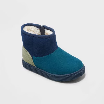 Toddler Boys' Arlo Colorblock Zipper Winter Boots - Cat & Jack™ Navy | Target