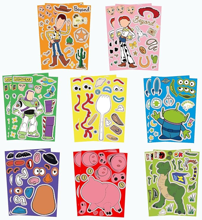 ATPKPMZ 40 Pcs Toy Inspired Make a Face Stickers - DIY Cartoon Stickers Kit for Birthday Party De... | Amazon (US)