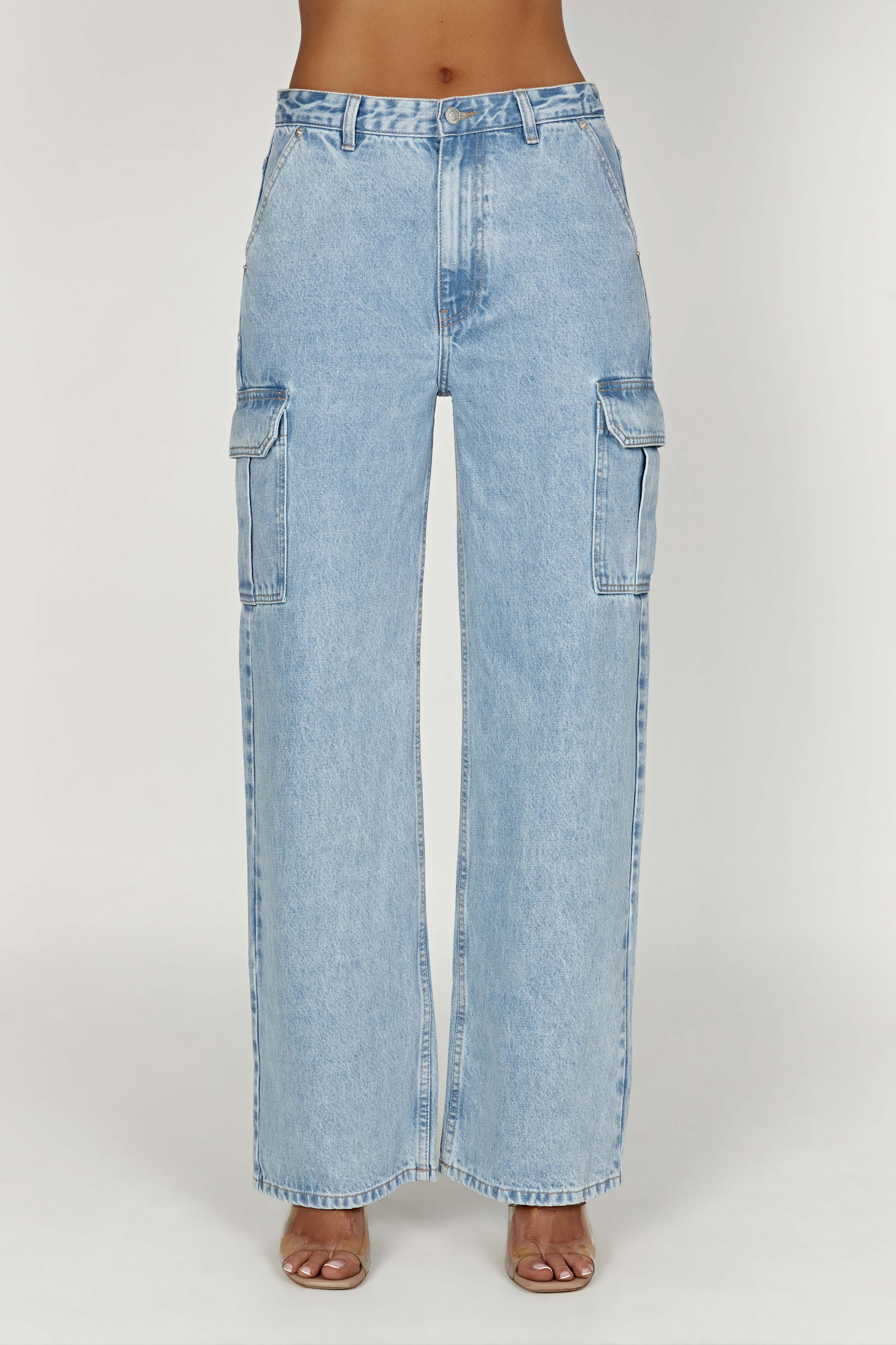 Jagger Mid Rise Oversized Denim Jean - Mid Blue | MESHKI US