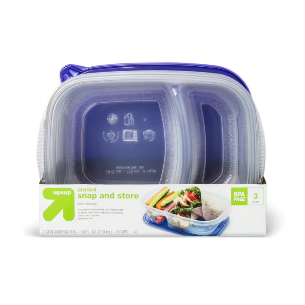 Snap and Store Divided Rectangle Food Storage Container - 3ct/24 fl oz - up & up™ | Target