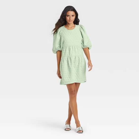 Women's Balloon 3/4 Sleeve Quilted Dress - A New Day™ | Target