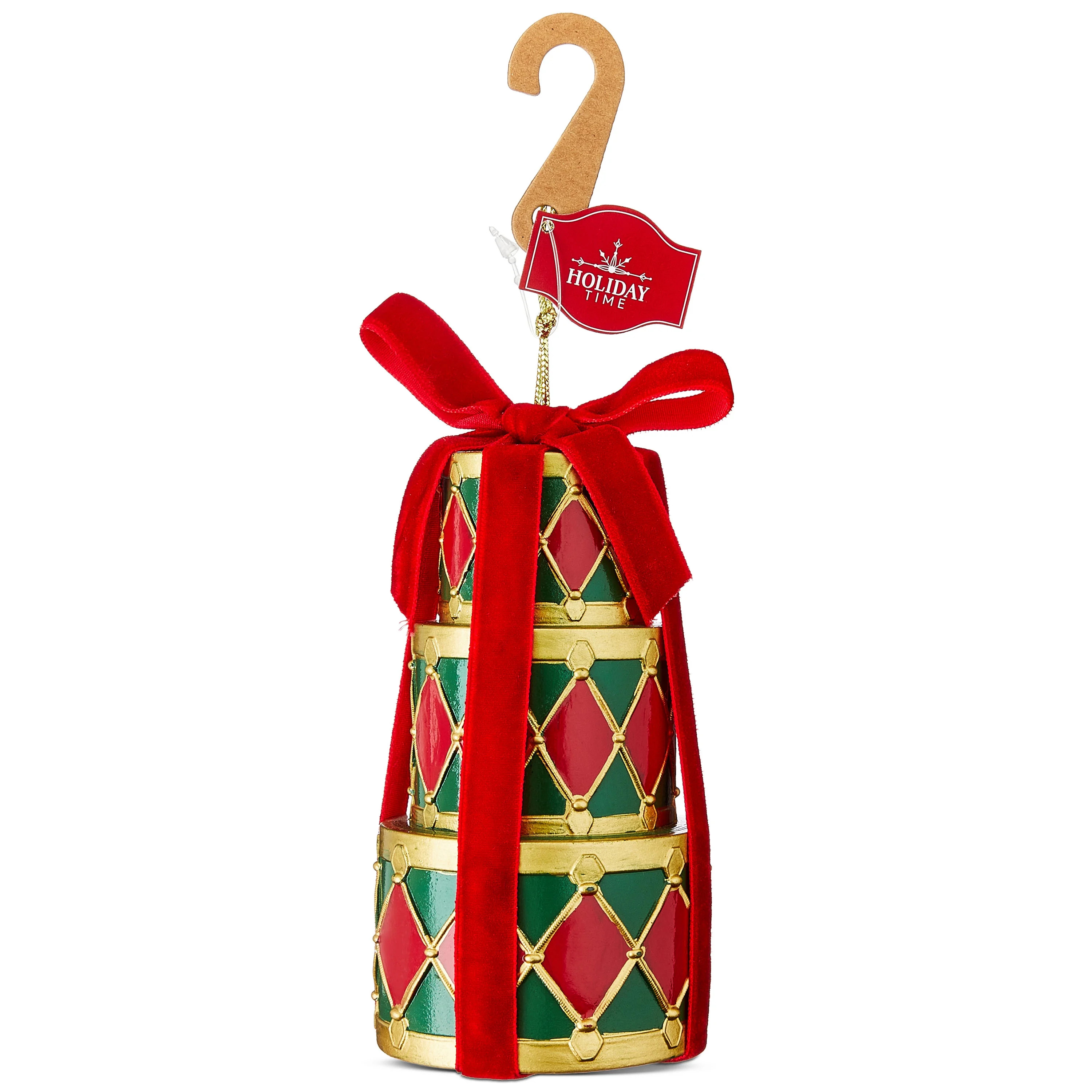 Red and Green Stacked Drum Christmas Ornament, 6", by Holiday Time | Walmart (US)
