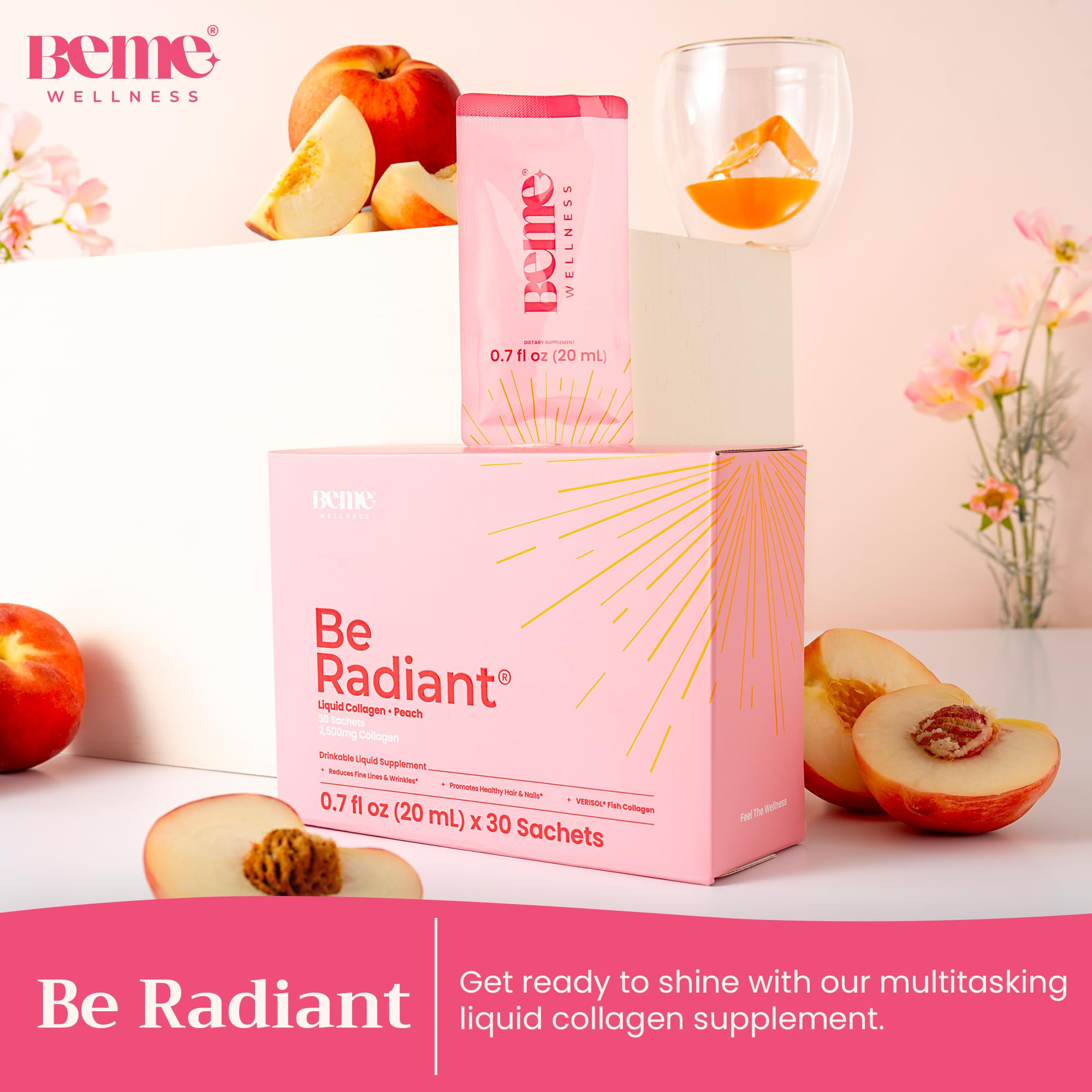 BeMe Liquid Collagen Drink, Be Radiant (Peach) - Liquid Collagen for Women & Men - Drinkable Supp... | Amazon (US)