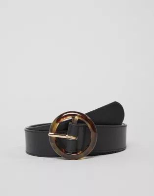 Glamorous tortoiseshell circle buckle black waist and hip jeans belt | ASOS US