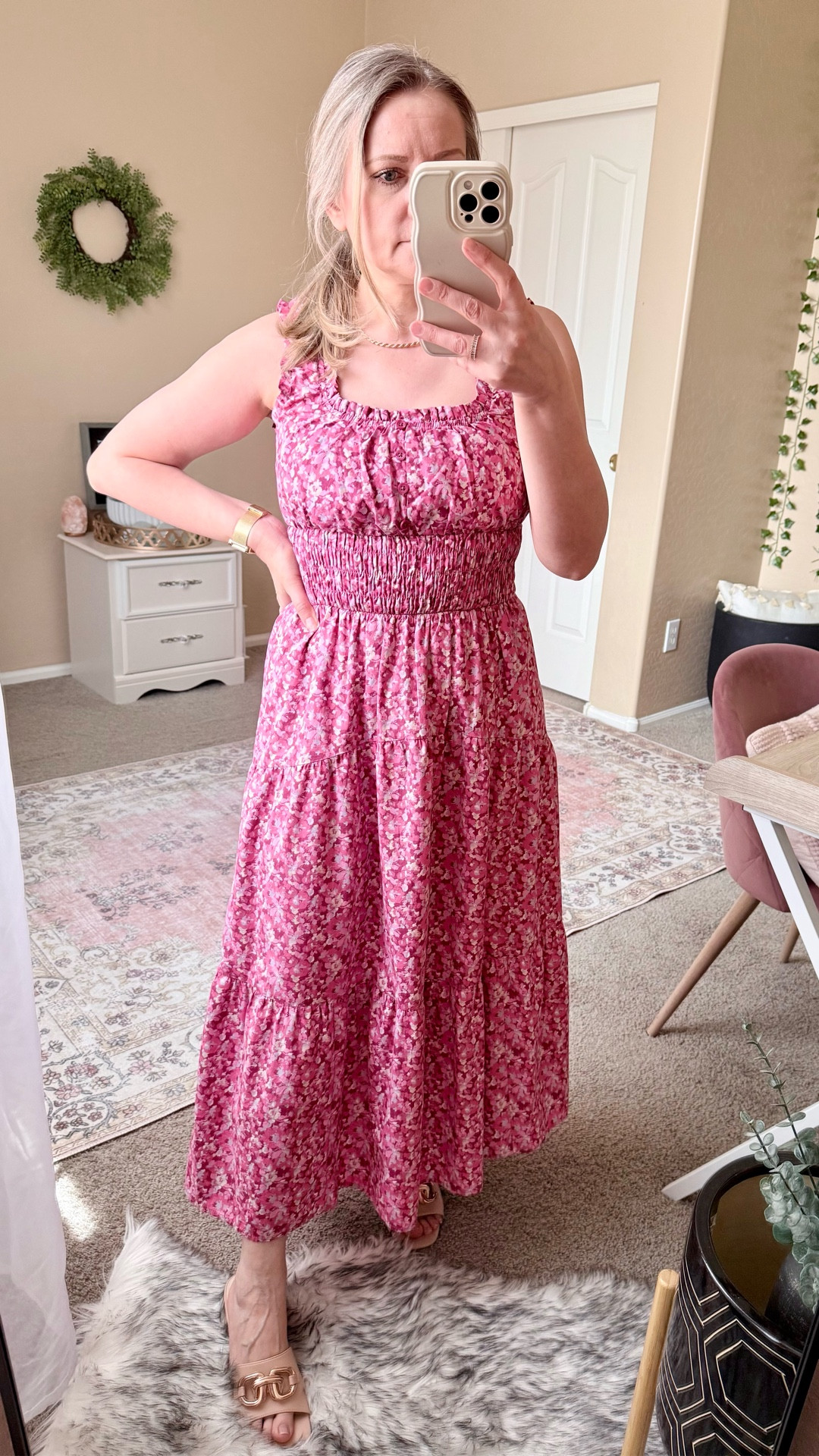 Love this outfit for spring and summer. The dress is so cute and the smoked waist is very flattering. 

#LTKPetite #LTKSeasonal #LTKOver40 #LTKFestival #LTKSaleAlert #LTKMothersDay #LTKootd