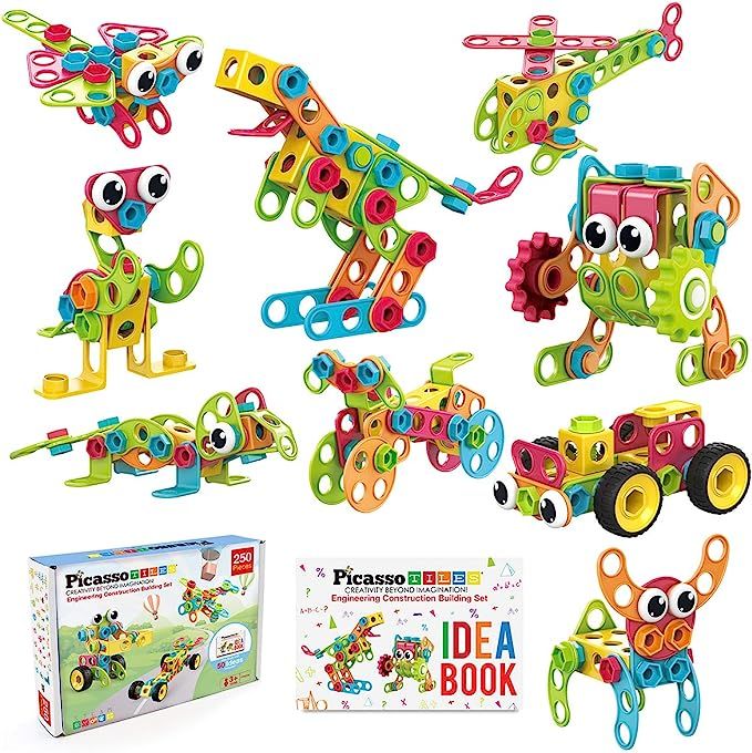 PicassoTiles STEM Learning Toys 250 Piece Building Block Kids Construction Engineering Kit Toy Bl... | Amazon (US)