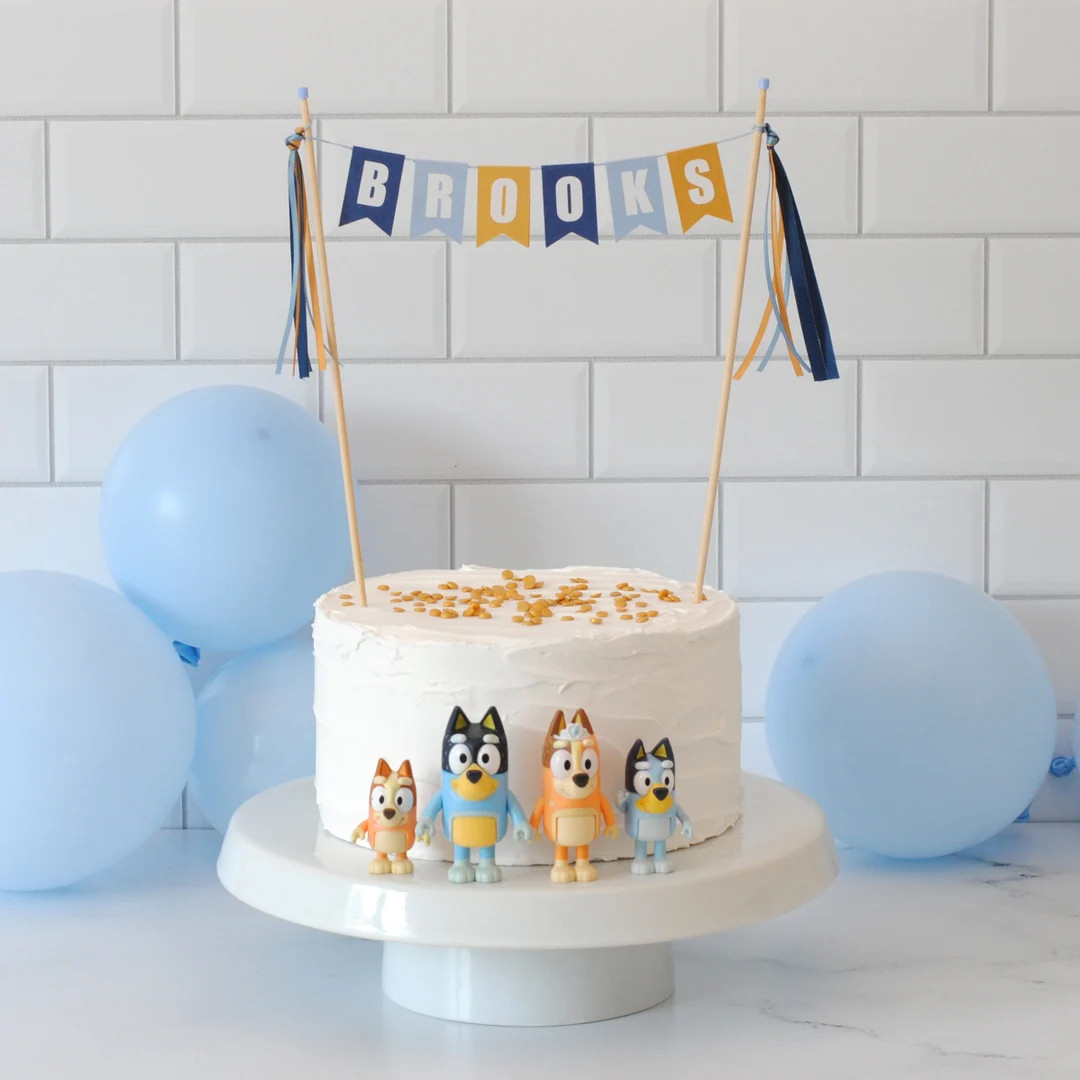 Kids Name Cake Topper Blue Dog Cartoon Colors Personalized Birthday Cake Topper for Kids - Etsy | Etsy (US)