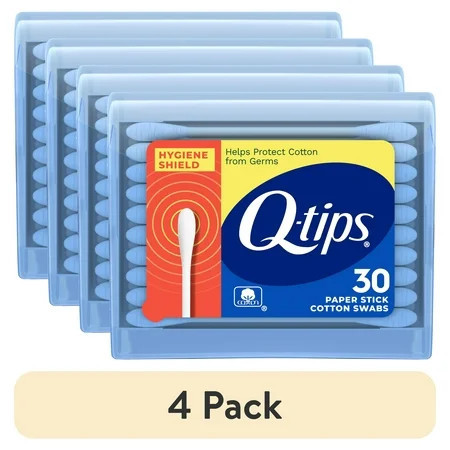 (4 pack) Q-tips Cotton Swabs, Hygiene Shield Travel Size Toiletries for First Aid, Beauty and Baby, 30 Count | Walmart (US)