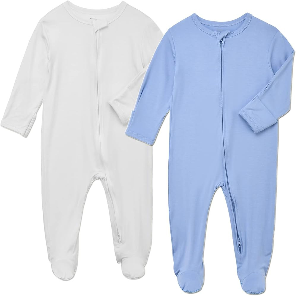 Aablexema Baby Footie Pajamas Zipper - Rayon from Bamboo Infant Footed Pjs with Mittens Sleepwear... | Amazon (US)