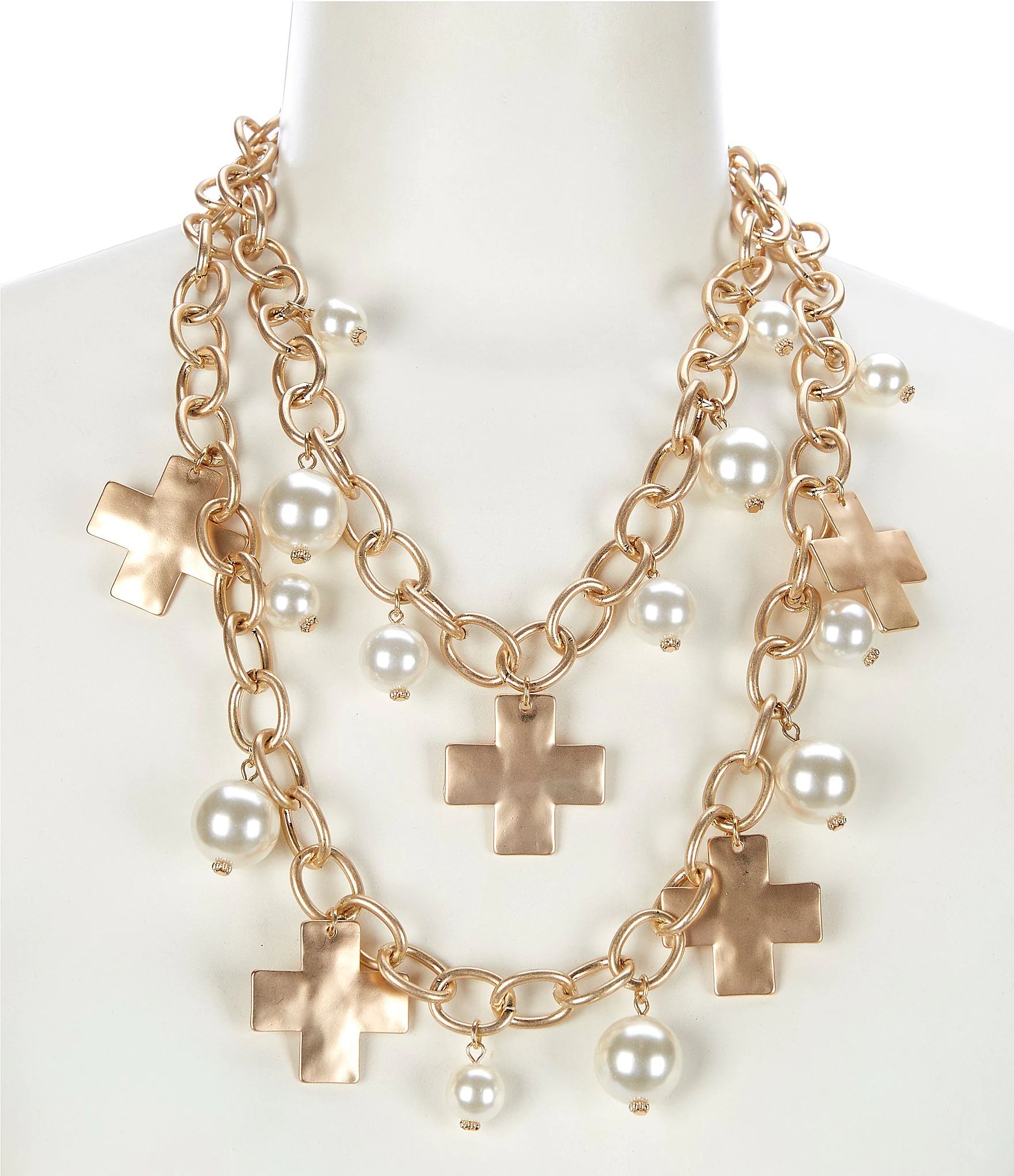 Karen Pearl & Cross Charm Statement Necklace | Dillard's